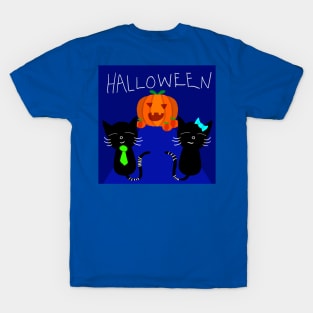 Cats And A Pumpkin Halloween T-Shirt